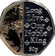 50 Pence - Charles III Anthem; Long Live Our Noble King; Ag-Au Plated, United Kingdom, 2023 reverse image