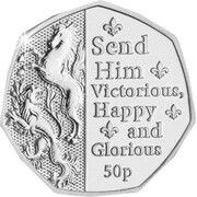 50 Pence - Charles III Anthem - Send Him Victorious, United Kingdom, 2023 reverse image