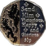 50 Pence - Charles III Anthem; Send Him Victorious; Ag-Au Plated, United Kingdom, 2023 reverse image