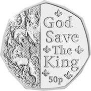 50 Pence - Charles III Anthem - God Save the King; Silver Proof, United Kingdom, 2023 reverse image