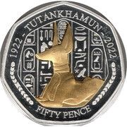 50 Pence - Charles III Tutankhamun - Anubis Shrine; Silver Proof, United Kingdom, 2023 reverse image