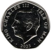 50 Pence - Charles III Tutankhamun - Corselet; colourised obverse image