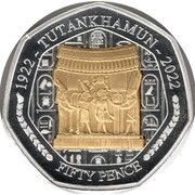 50 Pence - Charles III Tutankhamun - Corselet; Silver proof, United Kingdom, 2023 reverse image