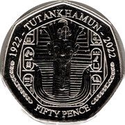 50 Pence - Charles III Tutankhamun - Death Mask, United Kingdom, 2023 reverse image