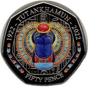 50 Pence - Charles III Tutankhamun - Name Pendant; colourised, United Kingdom, 2023 reverse image