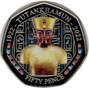 50 Pence - Charles III Tutankhamun - Torso; colourised, United Kingdom, 2023 reverse image