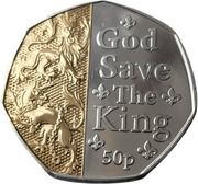 50 Pence - Charles III Anthem - God Save the King; Ag-Au plated, United Kingdom, 2023 reverse image