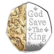 50 Pence - Charles III Anthem - God Save the King; Silver Proof 5oz., United Kingdom, 2023 reverse image