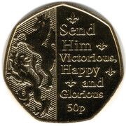 50 Pence - Charles III Anthem - Send Him Victorious; Gold plated, United Kingdom, 2023 reverse image