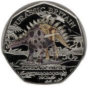 50 Pence - Charles III Jurassic Britain - Loricatosaurus; colourised, United Kingdom, 2023 reverse image