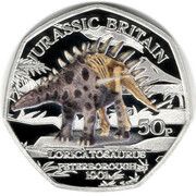 50 Pence - Charles III Jurassic Britain - Loricatosaurus; Silver proof, United Kingdom, 2023 reverse image