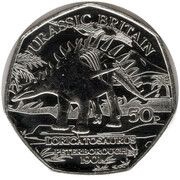 50 Pence - Charles III Jurassic Britain - Loricatosaurus, United Kingdom, 2023 reverse image
