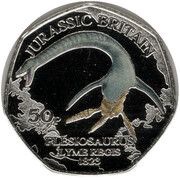 50 Pence - Charles III Jurassic Britain - Plesiosaurus; colourised, United Kingdom, 2023 reverse image
