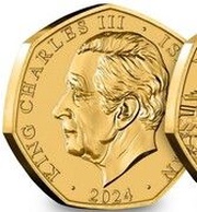 50 Pence - Charles III D-Day Normandy Landings; Gold plated obverse image