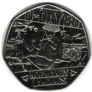 50 Pence - Charles III D-Day Normandy Landings, United Kingdom, 2024 reverse image