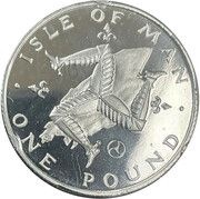 1 Pound - Elizabeth II 2nd portrait; Platinum Proof, United Kingdom, 1978-1980 reverse image