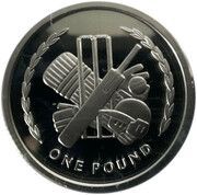 1 Pound - Elizabeth II Cricket; Silver Proof, United Kingdom, 1996 reverse image