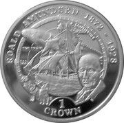 1 Crown - Elizabeth II Roald Amundsen; Silver, United Kingdom, 2001 reverse image