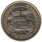 2 Pounds - Elizabeth II 3rd portrait; large head, United Kingdom, 1997 reverse image