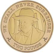 2 Pounds - Elizabeth II Churchill; Gold Proof, United Kingdom, 2019 reverse image