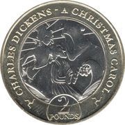 2 Pounds Christmas Carol - Ghost of Christmas Past and Yet to Come, United Kingdom, 2020 reverse image