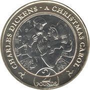 2 Pounds Christmas Carol - Scrooge with Tiny Tim, United Kingdom, 2020 reverse image