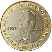2 Pounds The Prince Philip Memorial, United Kingdom, 2021 reverse image