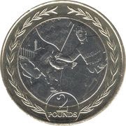 2 Pounds -Elizabeth II - Motorcyclist and chequered flag, United Kingdom, 2022 reverse image