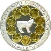 10 Crowns - Elizabeth II Cat Coinage, United Kingdom, 1997 reverse image