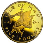 5 Pounds - Elizabeth II 2nd portrait; Gold Proof, United Kingdom, 1981-1983 reverse image