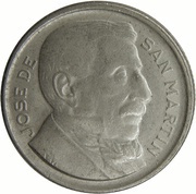 10 Centavos reeded edge, Argentina, 1951-1952 reverse image