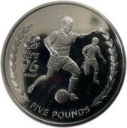 5 Pounds - Elizabeth II European Football Championship; Silver Proof, United Kingdom, 1996 reverse image