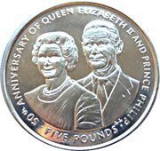 5 Pounds - Elizabeth II Golden Wedding Anniversary reverse image
