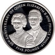 5 Pounds - Elizabeth II Golden Wedding; Silver Proof, United Kingdom, 1997 reverse image