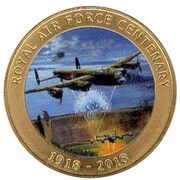 1 Crown - Elizabeth II RAF Centenary - Avro Lancaster, United Kingdom, 2018 reverse image
