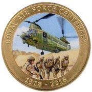 1 Crown - Elizabeth II RAF Centenary - Chinook, United Kingdom, 2018 reverse image
