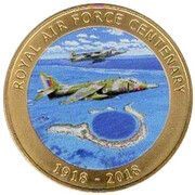 1 Crown - Elizabeth II RAF Centenary - Harrier, United Kingdom, 2018 reverse image