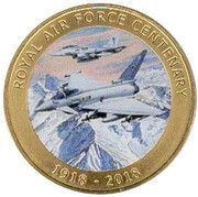 1 Crown - Elizabeth II RAF Centenary - Typhoon, United Kingdom, 2018 reverse image