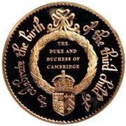 5 Pounds - Elizabeth II Birth of Prince Louis; Gold Proof, United Kingdom, 2018 reverse image