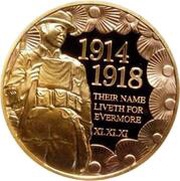 5 Pounds - Elizabeth II Centenary of the First World War; Gold Proof, United Kingdom, 2018 reverse image