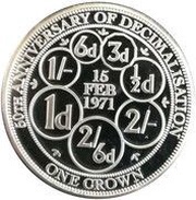 1 Crown - Elizabeth II Decimalisation, United Kingdom, 2021 reverse image