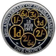 1 Crown - Elizabeth II Decimalisation; Silver Proof, United Kingdom, 2021 reverse image