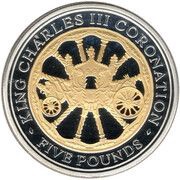 5 Pounds - Charles III Coronation; Silver Proof, United Kingdom, 2023 reverse image