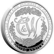 10 Pounds - Elizabeth II Duke and Duchess of Cambridge 10th Wedding Anniversary, United Kingdom, 2021 reverse image