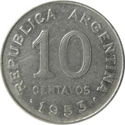 10 Centavos larger head; smooth edge obverse image