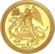 ¼ Angel - Elizabeth II 3rd portrait, United Kingdom, 1988-1993 reverse image