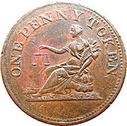 1 Penny Bank Token, United Kingdom, 1813 reverse image