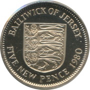 5 New Pence - Elizabeth II 2nd portrait, United Kingdom, 1968-1980 reverse image