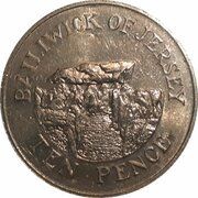10 Pence - Elizabeth II 2nd portrait; large type, United Kingdom, 1983-1990 reverse image