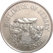 10 Pence - Elizabeth II 2nd portrait; small type, United Kingdom, 1992-1997 reverse image